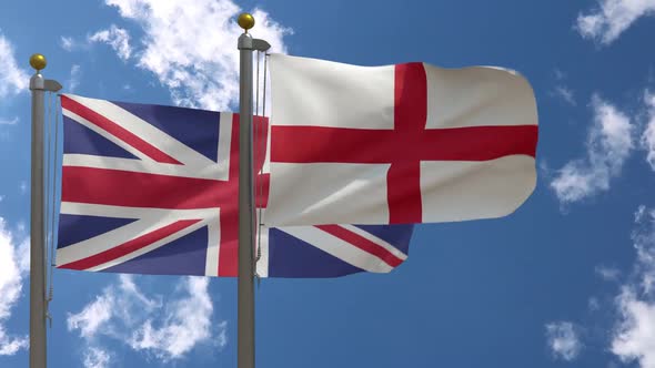 United Kingdom Flag Vs England Flag On Flagpole