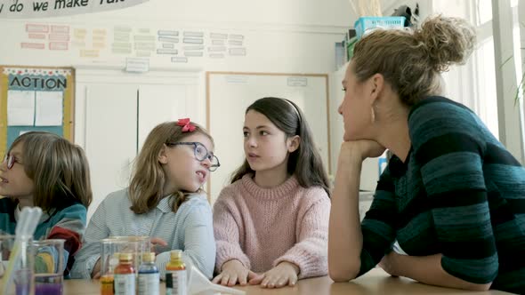 Children in a science lesson with a teacher