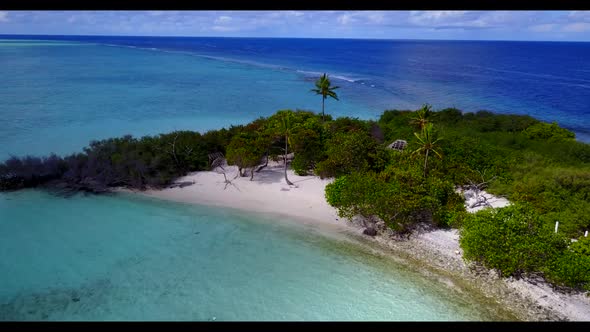 Aerial seascape of perfect island beach adventure by blue sea with white sand background of journey 