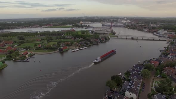 Aerial flight above the Koog Zaandijk, Netherlands