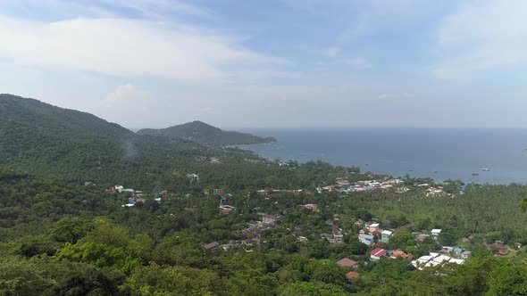 Flying over Tropical Island