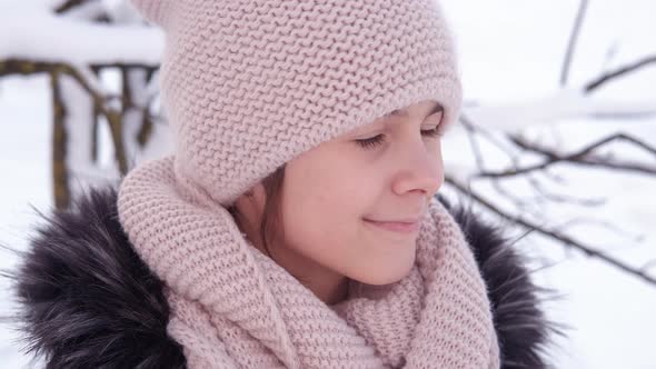 Teen in the Forest at Winter Vacation