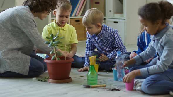 Kids Watering Plants in Kindergarten alt
