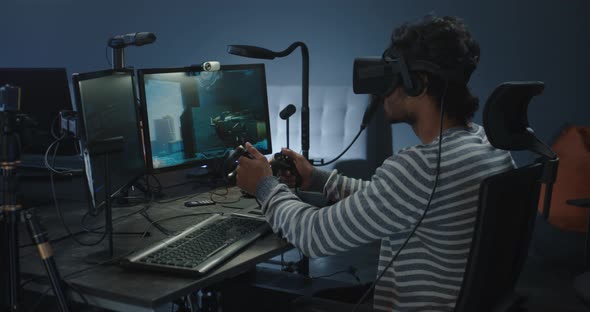 Man Playing a VR Game