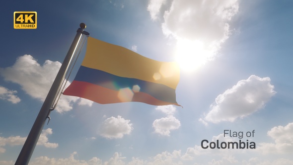 Colombia Flag on a Flagpole V2 - 4K