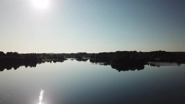 Flight Over Beautiful Lakes Near The Village Of Ostrovno