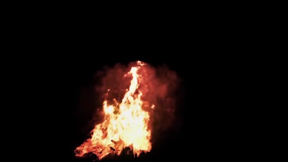 Burning Fire. Bonfire. Closeup Of Flames Burning On Black Background 