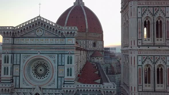 Aerial View on the City and Cathedral of Santa Maria Del Fiore. Florence, Tuscany, Italy