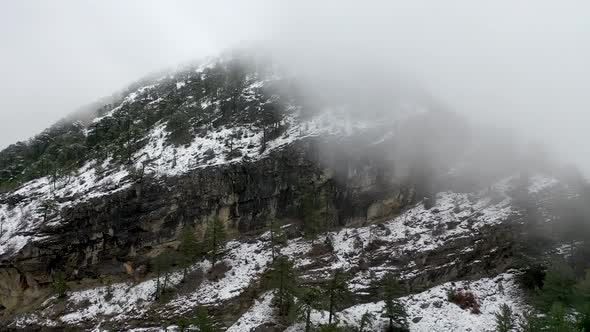 Soft Winter in the Mountains Aerial View 4 K