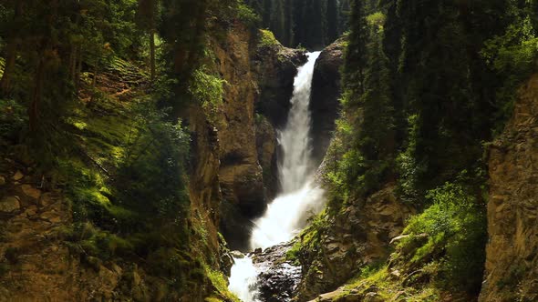 Rough River in the Mountains. Kyrgyzstan