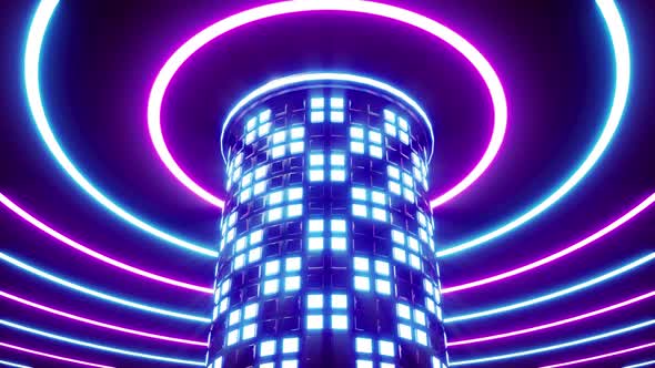 Glowing Neon Light Tower Vj Loop