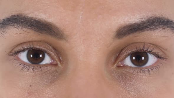 Close Up of Young Latin Woman Blinking Eyes