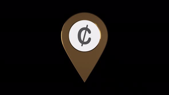 Ghananian Cedi Currency Symbol In Pin Point  With Alpha Channel  4K alt