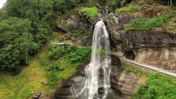Steinsdalsfossen Is a Waterfall in the Village of Steine in the Municipality of Kvam in Hordaland