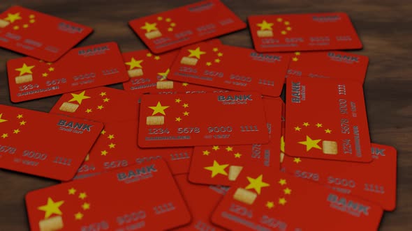 credit cards background with China flag