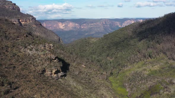 Aerial footage of the Grose Valley in The Blue Mountains in Australia