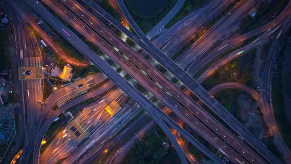 4K : Aerial view and top view of traffic on city.