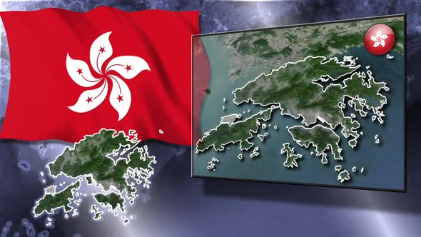 Hong Kong Flag And Map Animation alt