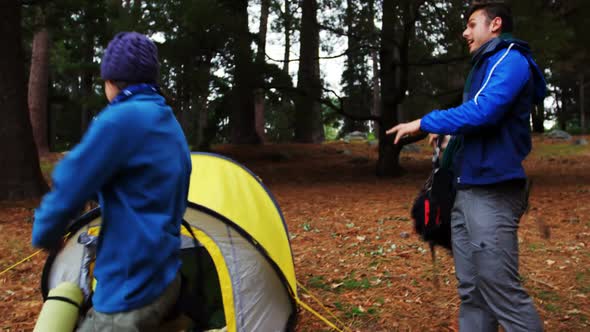 Hiker couple arriving