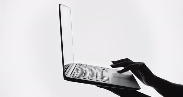 Remote Job Online Business Silhouette Hands Laptop