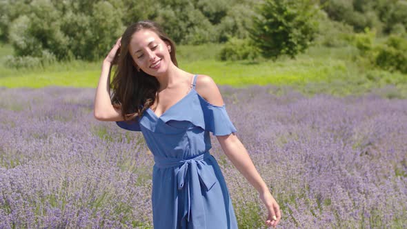 Portrait of Elegant Woman in Lavender Field