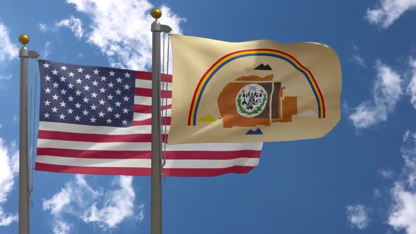 Usa Flag Vs Navajo Nation Flag Native American Flag On Flagpole