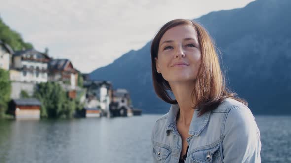 Woman Posing for the Camera in Hallstatt