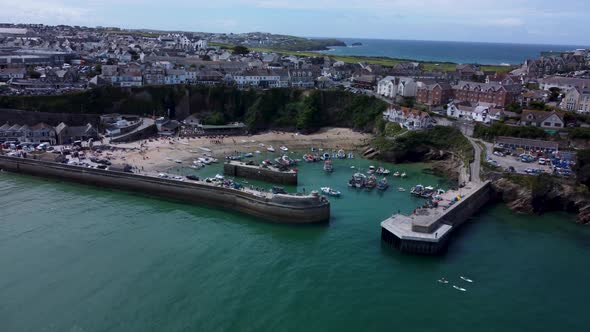 Newquay Harbour Aerial Landscape Cornwall UK Coastline