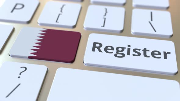 Register Text and Flag of Qatar on the Keyboard