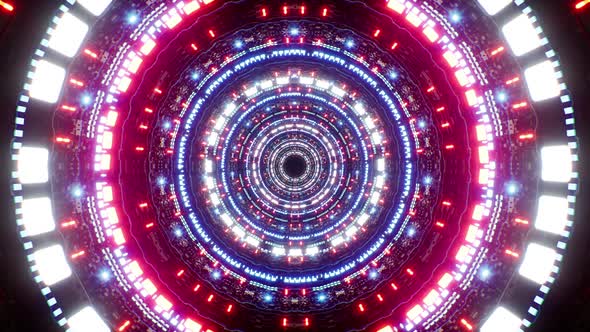 Rotating Blue Lamp and Red and Blue Light Mechanical Tunnel Loop 4K