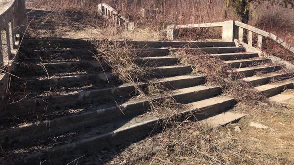 Ancient scary stairways in the forest 4K 2160p 30fps UltraHD footage - Abandoned buiding stairs natu