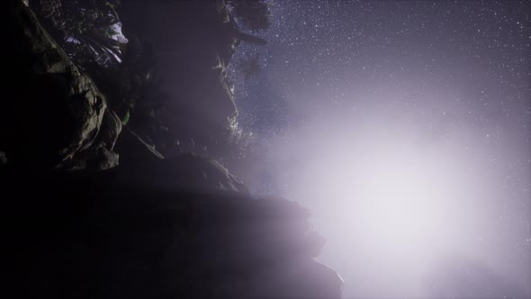 Astrophotography Star Trails Over Canyon alt