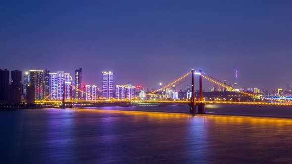 Timelapse of Wuhan city .Panoramic skyline and buildings