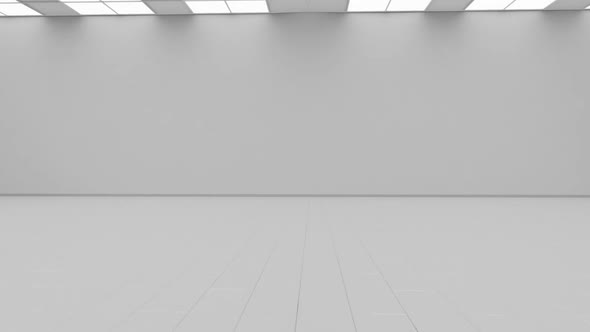 Blank white gallery background mock up isolated, cyclical camera rotation