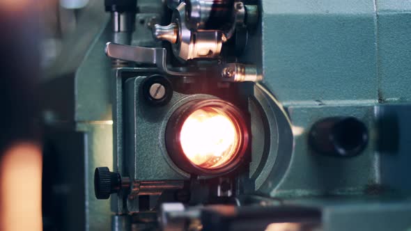 Flash of Light Produced By an Antique Movie Projector