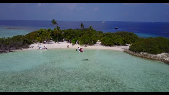 Aerial top view seascape of luxury seashore beach wildlife by turquoise sea with bright sand backgro