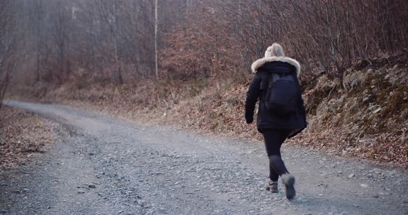 Leaisure Activities, Sport - Tourist Walking Along Mountain Trail in Mountains