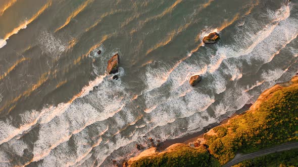 Aerial view of coastal cliff formation at Nine Mile, West Coast.