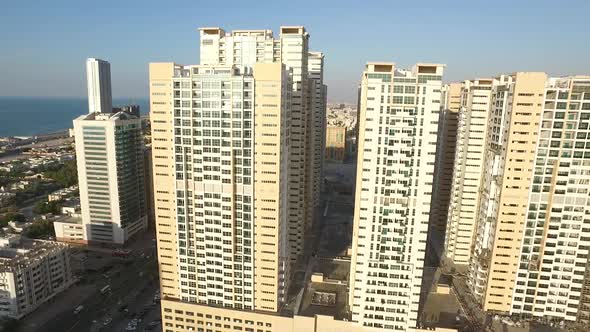 Cityscape of Ajman with Modern Buildings Aerial Top View