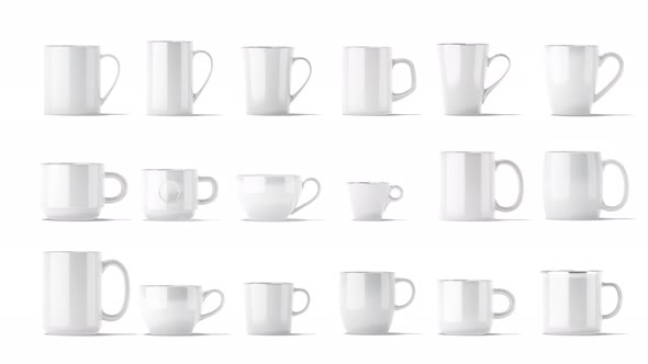 Blank white ceramic mug set stand, looped rotation