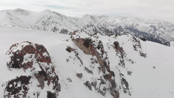 Aerial Landscape of Beautiful Winter Mountains