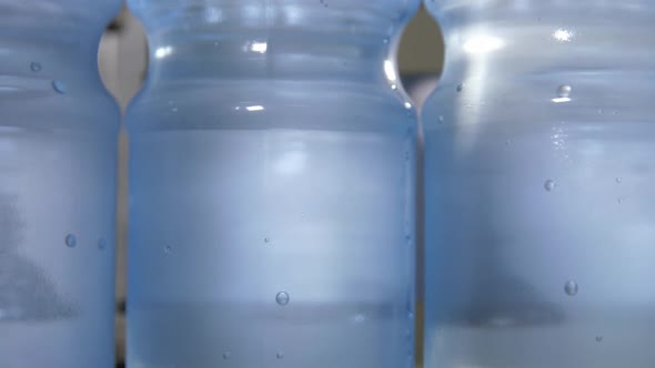 Close Up of a Plastic Bottle Filled with Carbonated Mineral Water