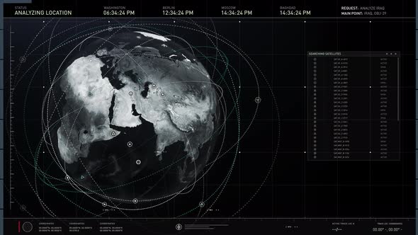 Secret Mission. Analyzing Global Satellite Data. Iraq. Location Tracking. UI