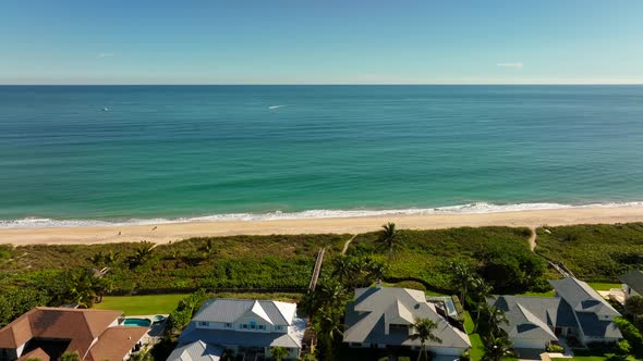 Aerial Flying Over Homes Towards Atlantic Ocean Vero Beach Fl