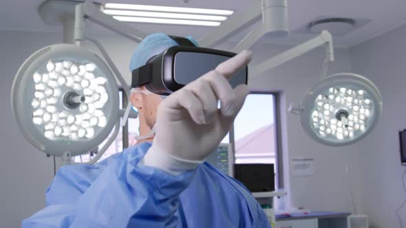 Medical professional working at a hospital using VR