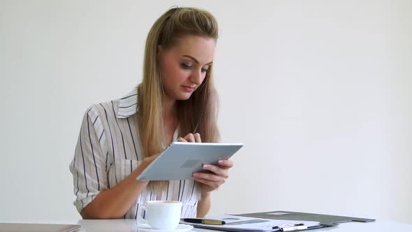 Blonde Business Woman Working at Modern Office