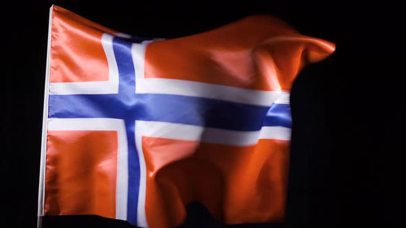 National Norwegian Flag. Black background.