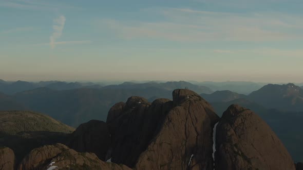 Beautiful Aerial view of Canadian Mountain Landscape during a vibrant summer sunset. Taken at Mt Arr