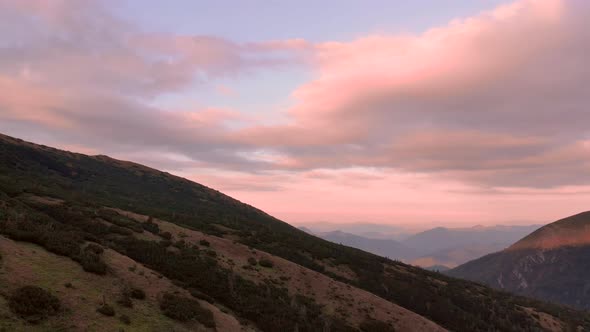 Mountain Panorama with Beautiful Sky at Sunset