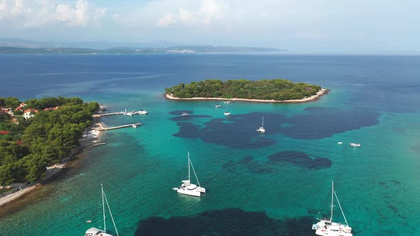 Aerial Drone Shot of Marina Bay in Adriatic Sea, Croatia